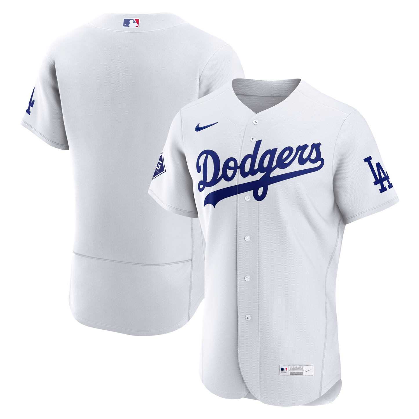 Los Angeles Dodgers Home Sponsor Patch Jersey - White | Stitched Baseball Jersey TJS0061