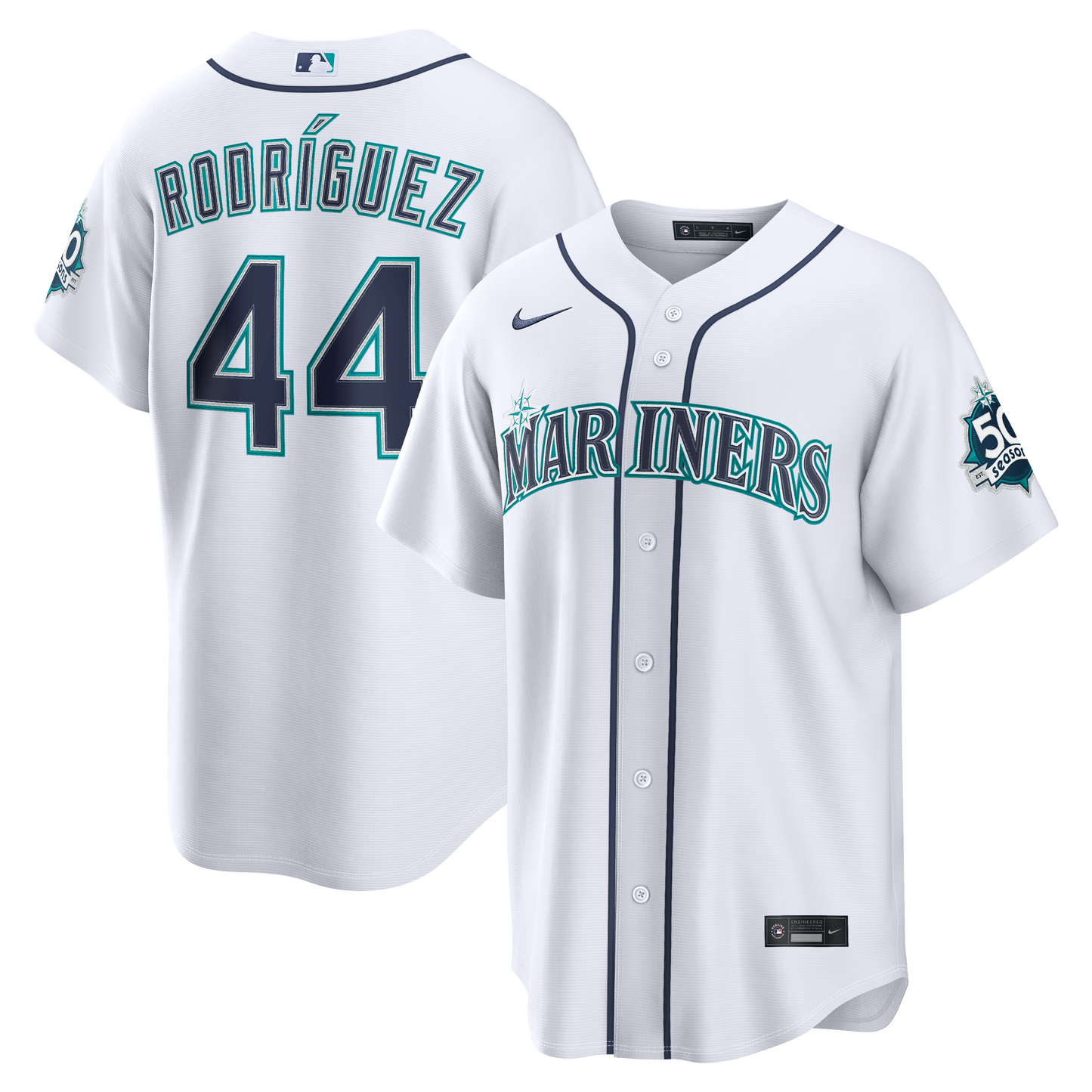 Julio Rodr�guez Seattle Mariners Home Stadium 50th Season Patch Jersey - White | Stitched Baseball Jersey TJS0055