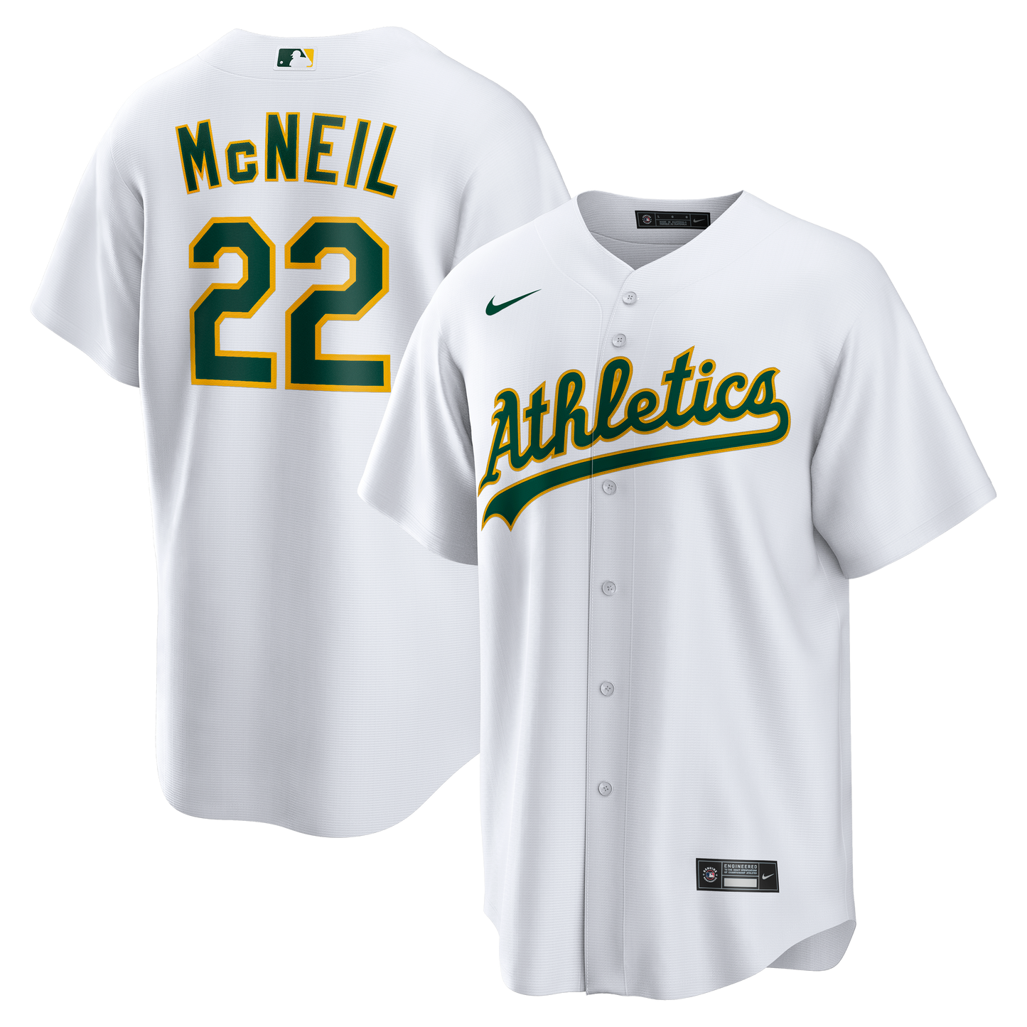 Jeff McNeil Athletics Home Replica Jersey - White | Stitched Baseball Jersey TJS0250