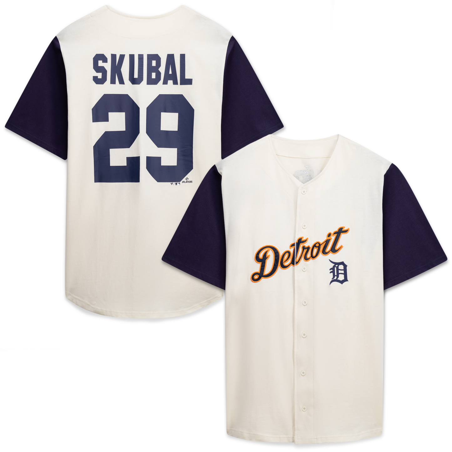 Detroit Tigers Profile Big & Tall Two-Color Fashion Jersey - Cream/Navy | Stitched Baseball Jersey TJS0292