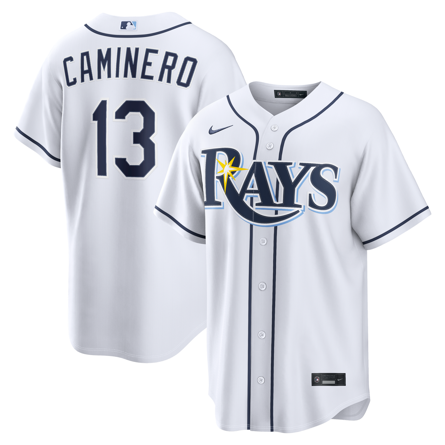Junior Caminero Tampa Bay Rays Home Replica Jersey - White | Stitched Baseball Jersey TJS0190