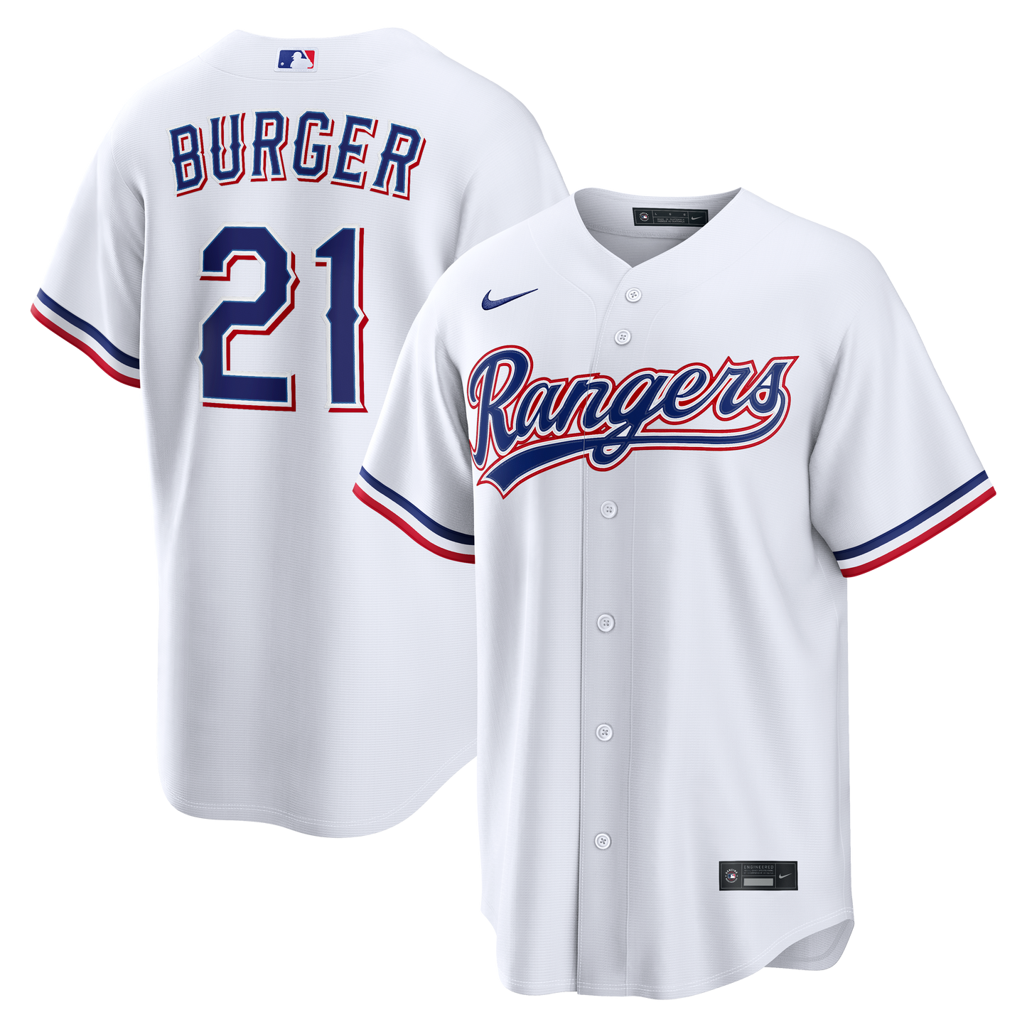 Jake Burger Texas Rangers Home Replica Jersey - White | Stitched Baseball Jersey TJS0240