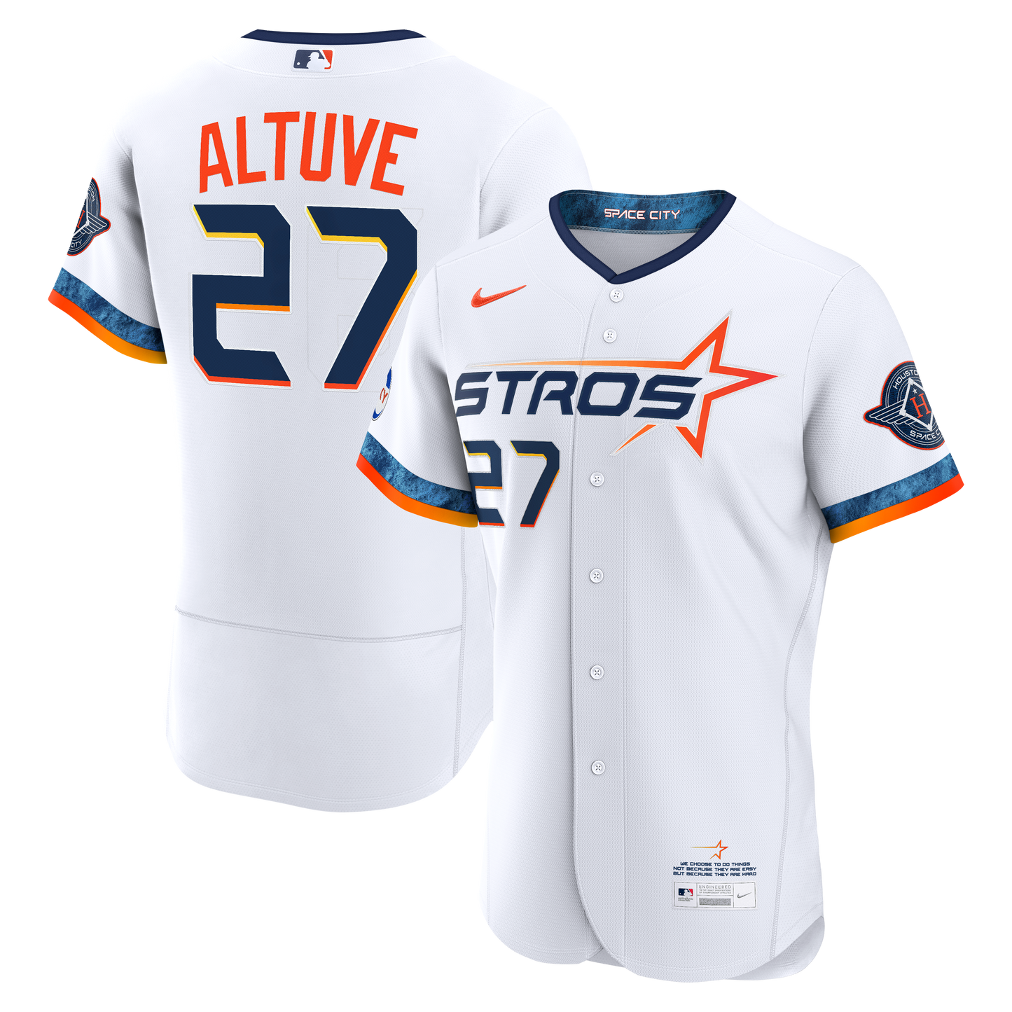 Jose Altuve Houston Astros City Connect Sponsor Patch Jersey - White | Stitched Baseball Jersey TJS0131