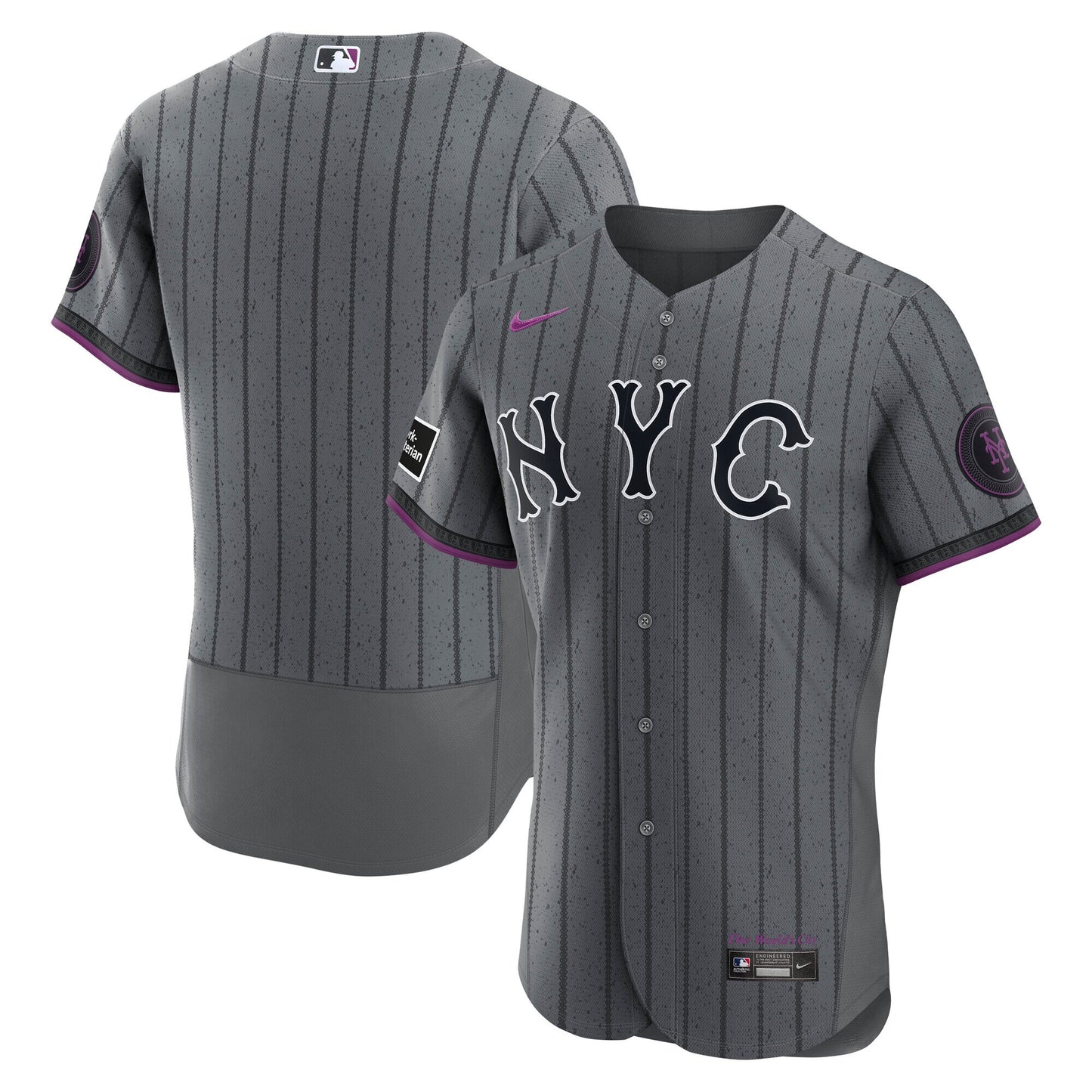 New York Mets City Connect Sponsor Patch Jersey - Gray | Stitched Baseball Jersey TJS0276