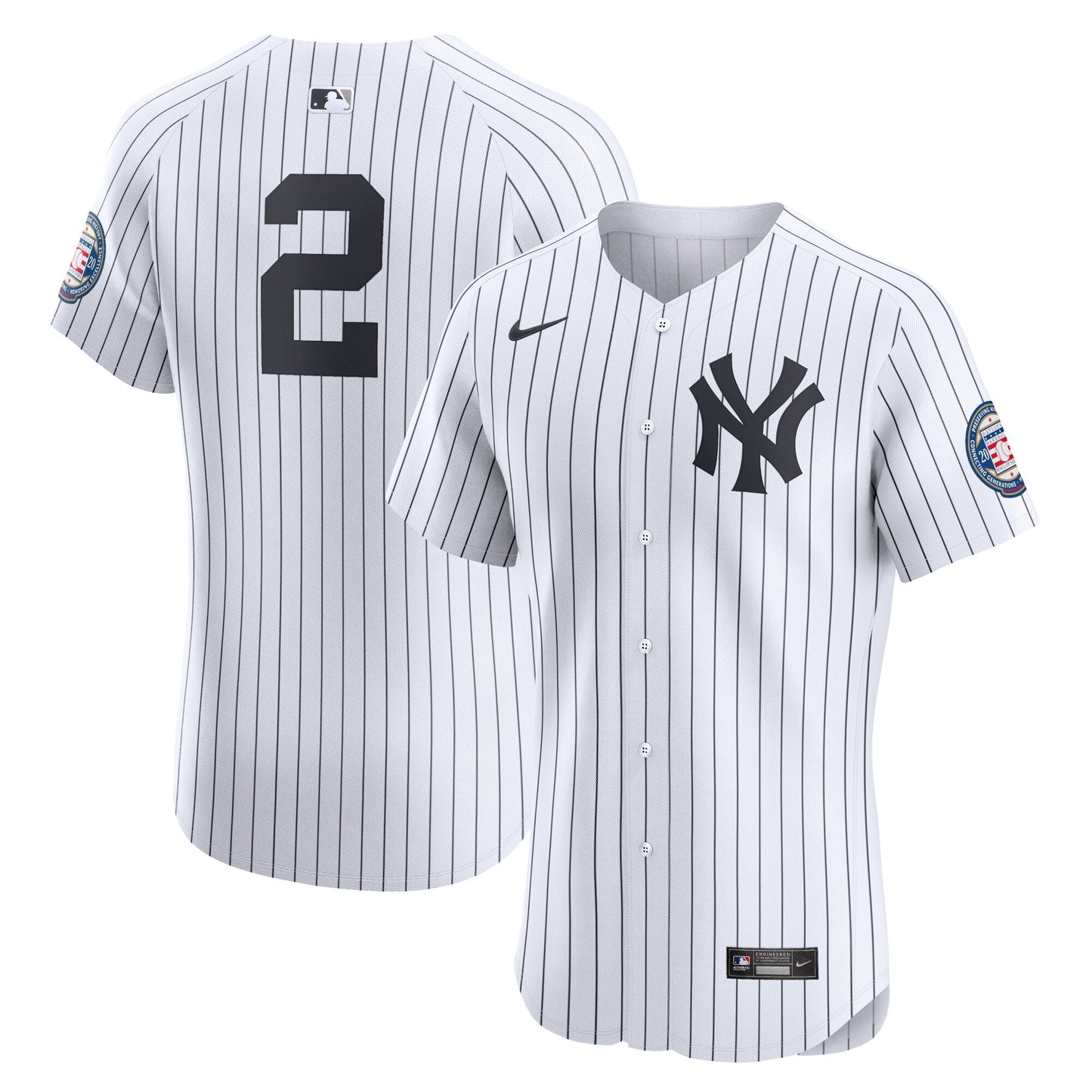 Derek Jeter New York Yankees Home 2020 Hall of Fame Induction Patch Elite Player Jersey - White | Stitched Baseball Jersey TJS0388