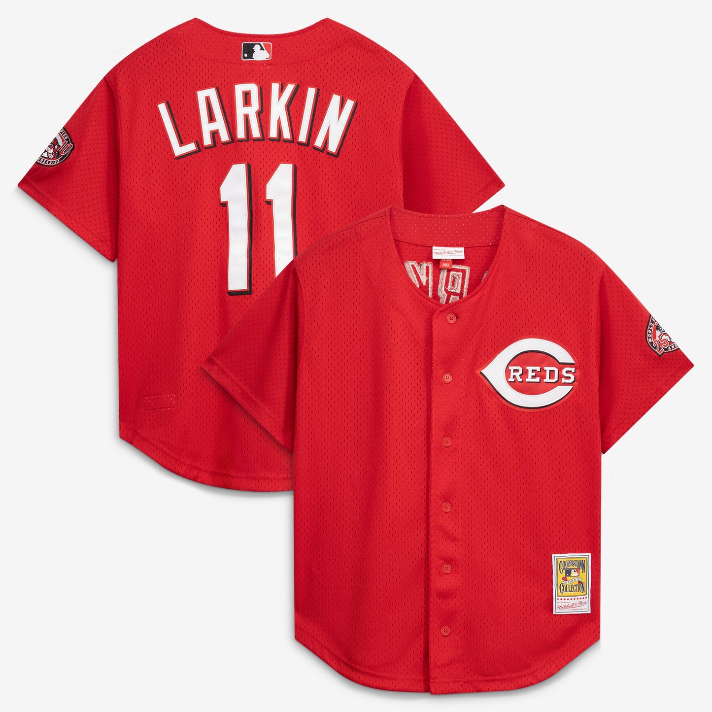 Barry Larkin Cincinnati Reds M & N Throwback Cooperstown Mesh Batting Practice Jersey - Red | Stitched Baseball Jersey TJS0389