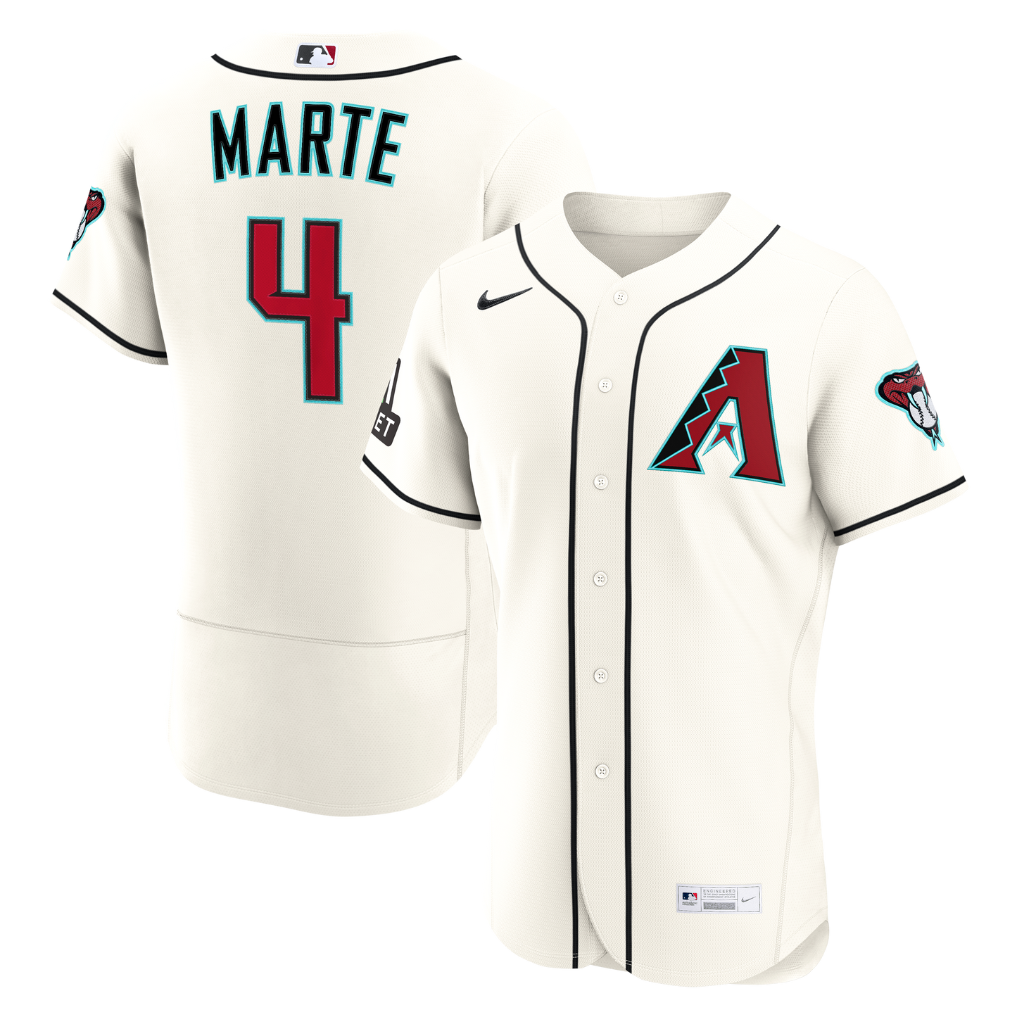 Ketel Marte Arizona Diamondbacks Home Sponsor Patch Jersey - Cream | Stitched Baseball Jersey TJS0448