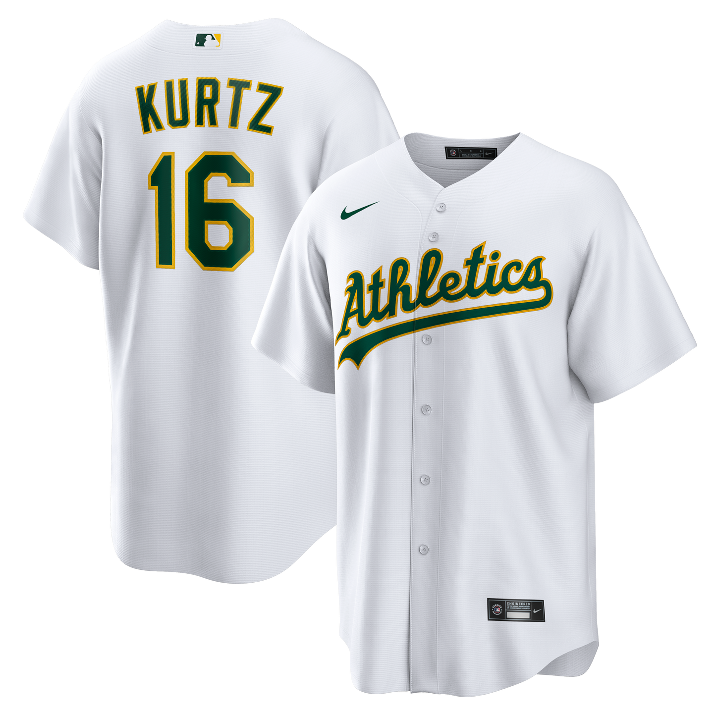 Nick Kurtz Athletics Home Replica Player Jersey - White | Stitched Baseball Jersey TJS0590