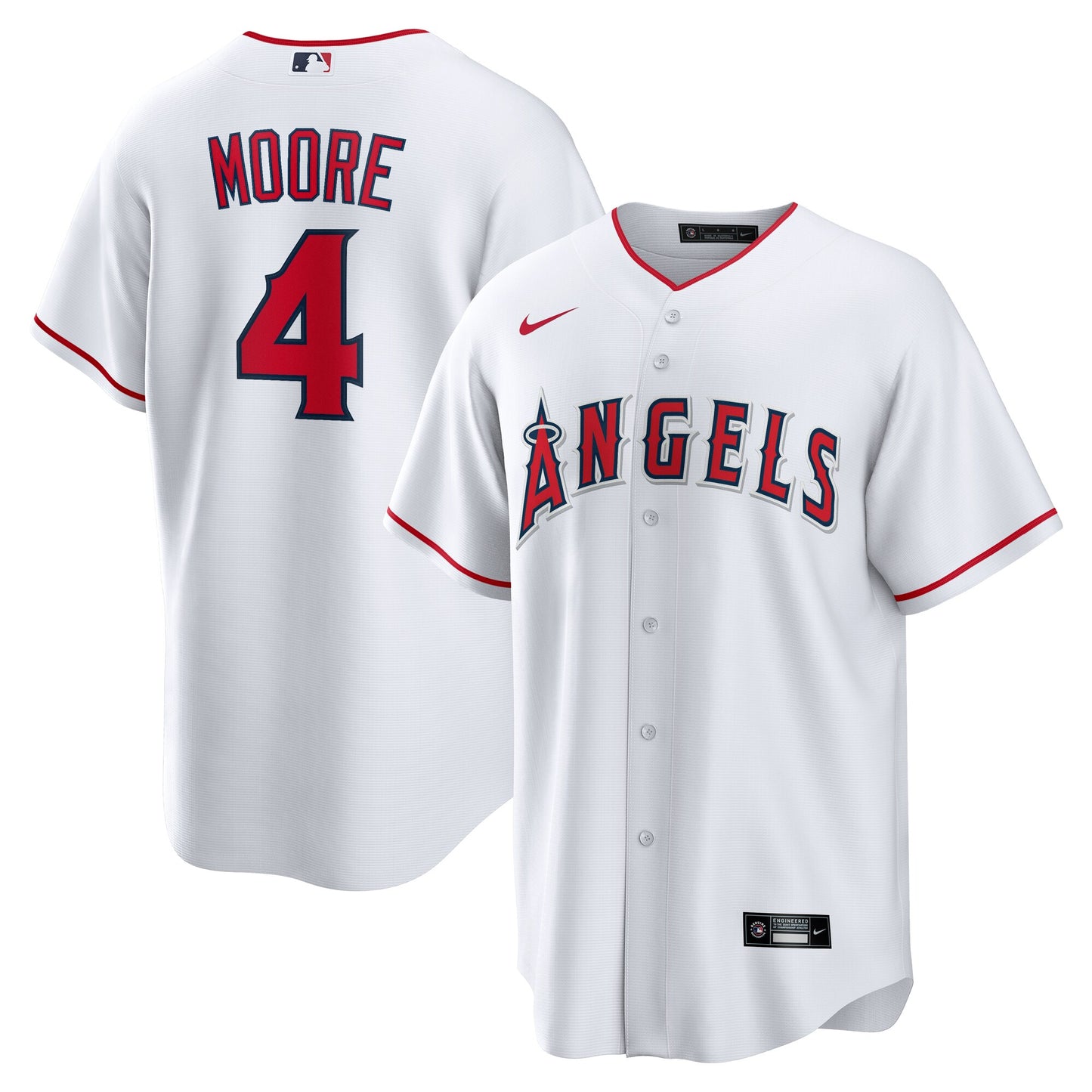 Christian Moore Los Angeles Angels Home Replica Jersey - White | Stitched Baseball Jersey TJS0585