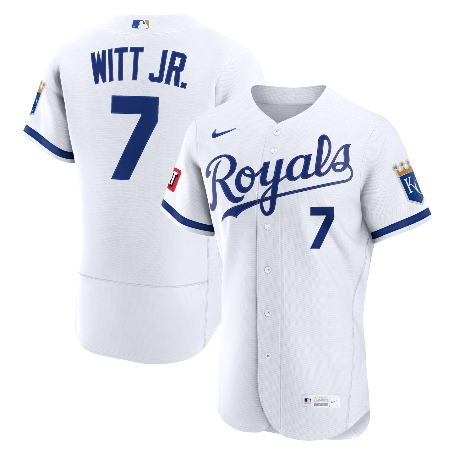 Bobby Witt Jr. Kansas City Royals Home Sponsor Patch Jersey - White | Stitched Baseball Jersey TJS0645