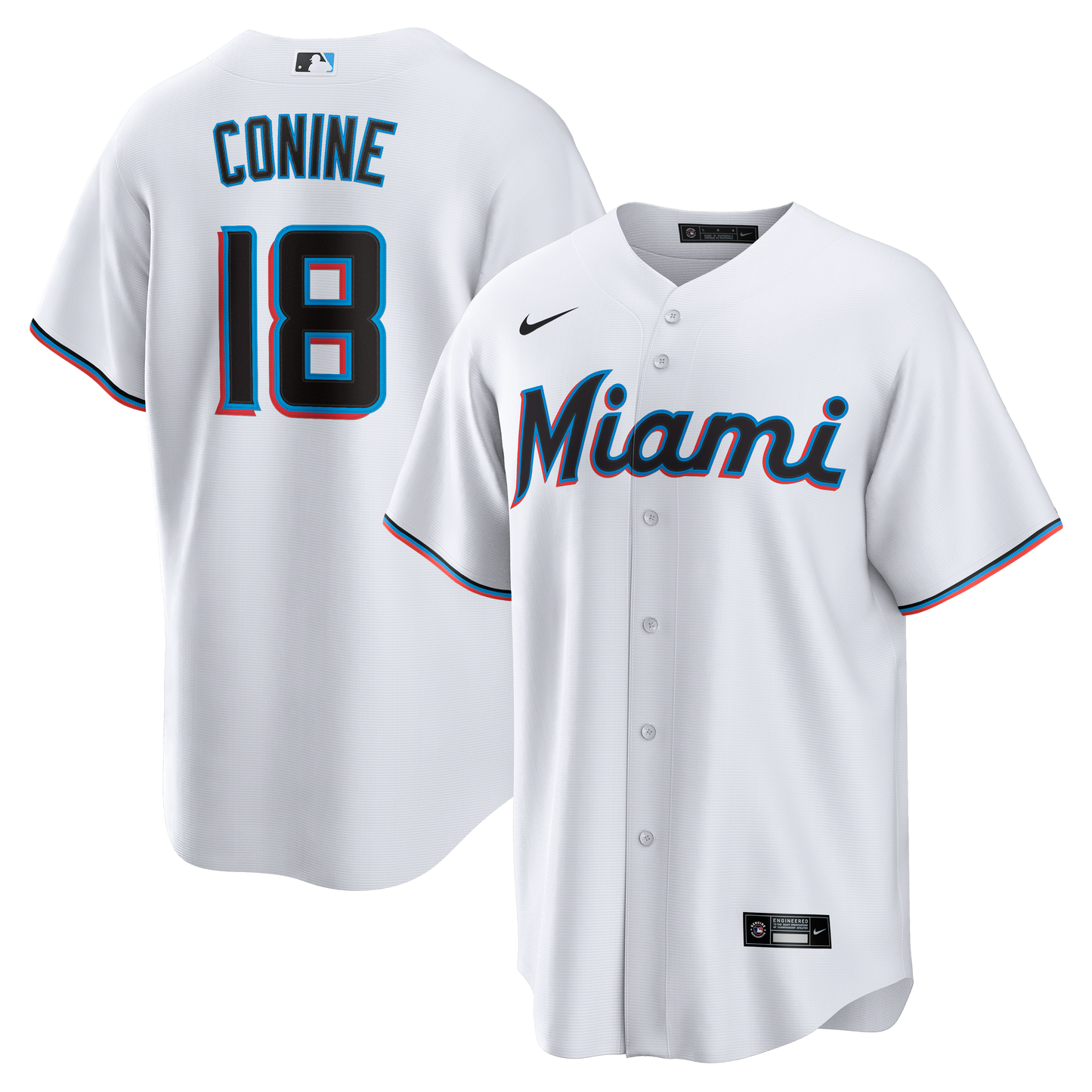 Griffin Conine Miami Marlins Home Replica Jersey - White | Stitched Baseball Jersey TJS0713