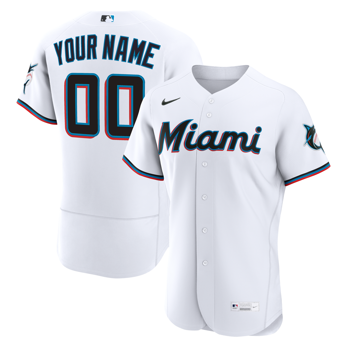 Miami Marlins Home Custom Jersey - White | Stitched Baseball Jersey TJS0728
