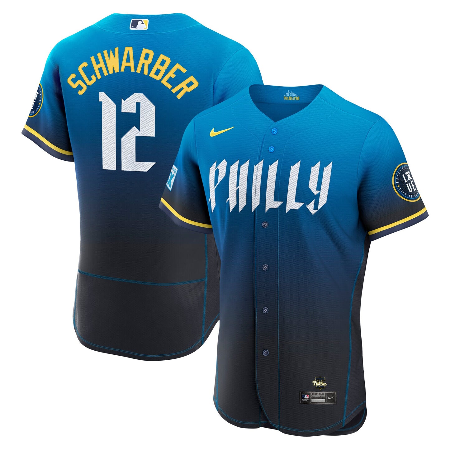 Kyle Schwarber Philadelphia Phillies City Connect Sponsor Patch Jersey - Navy | Stitched Baseball Jersey TJS0644