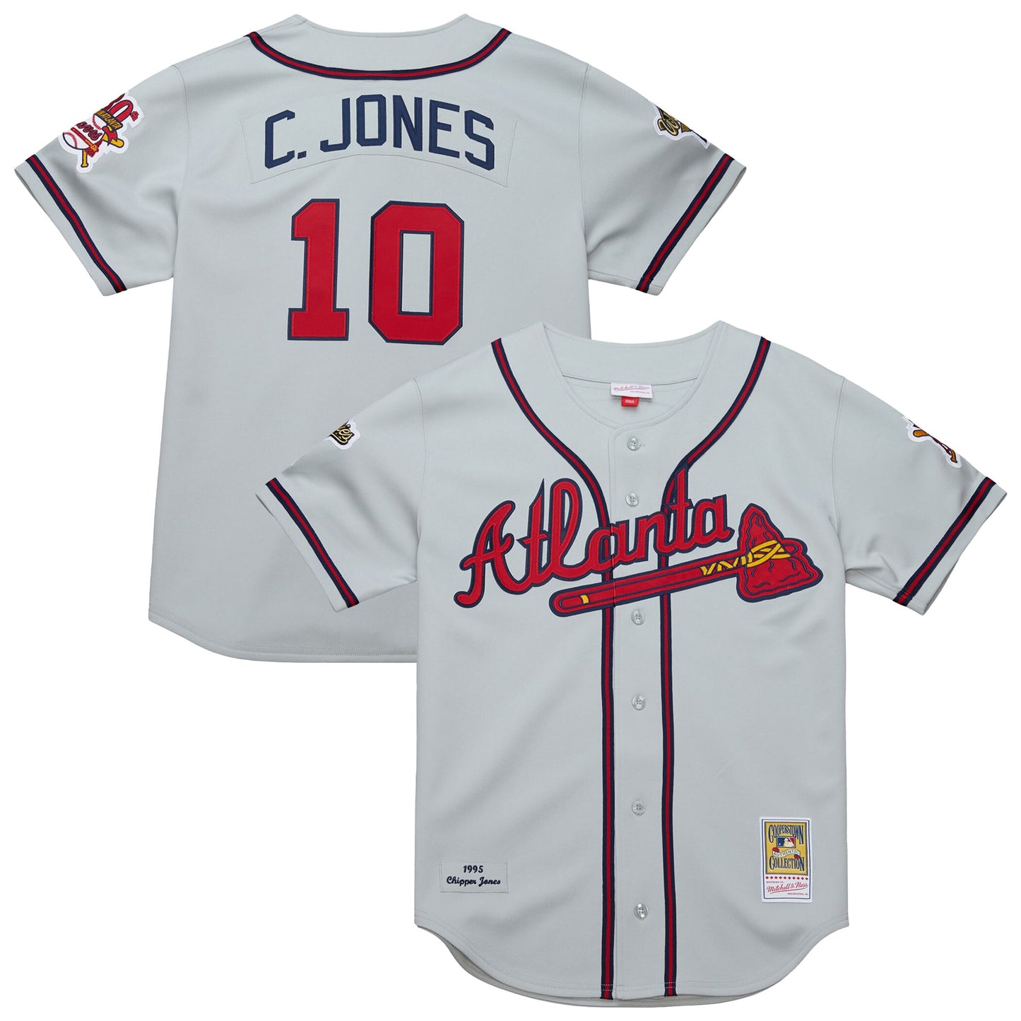 Chipper Jones Atlanta Braves M & N 1995 Throwback Jersey - Gray | Stitched Baseball Jersey TJS1141