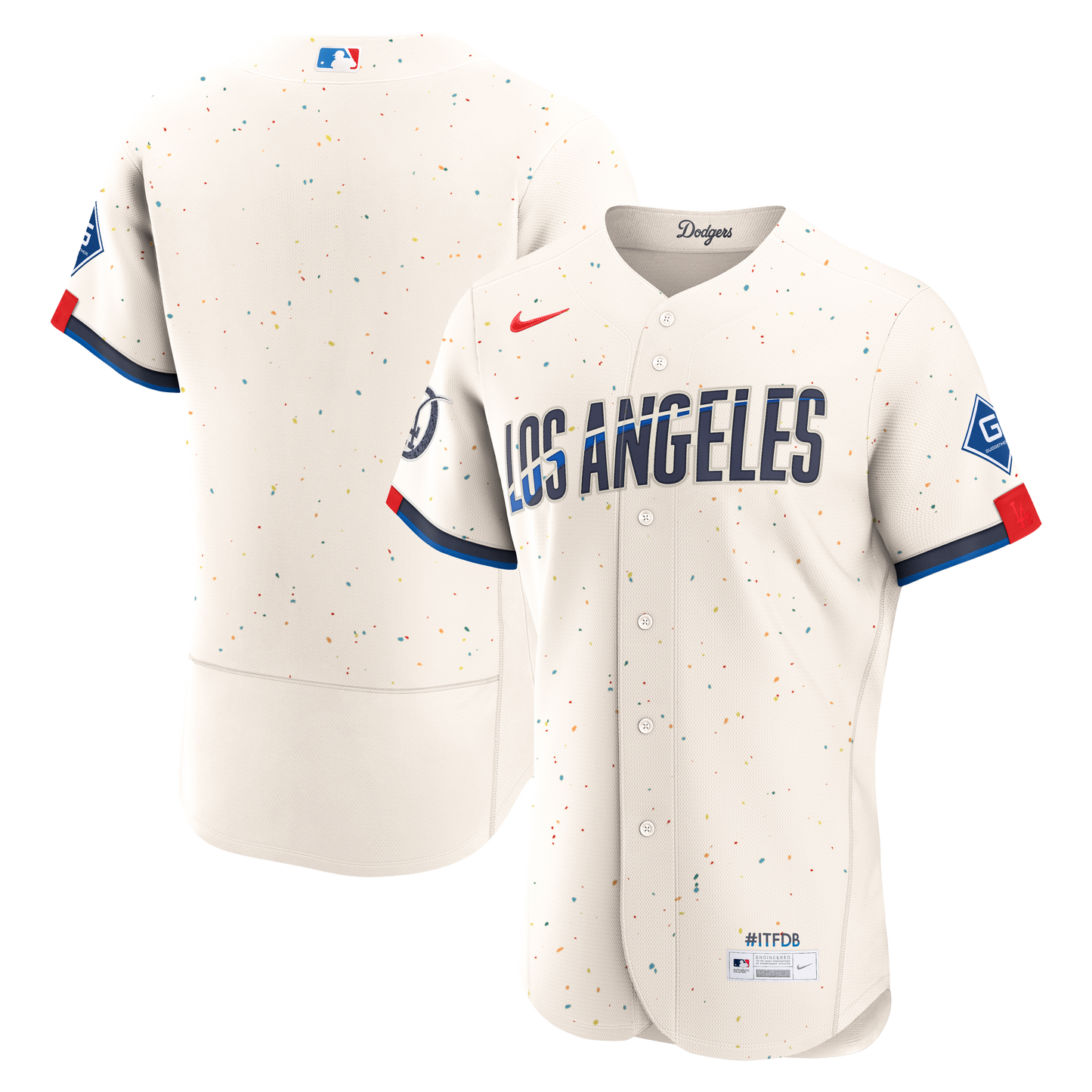 Los Angeles Dodgers City Connect Sponsor Patch Jersey - Cream | Stitched Baseball Jersey TJS1166