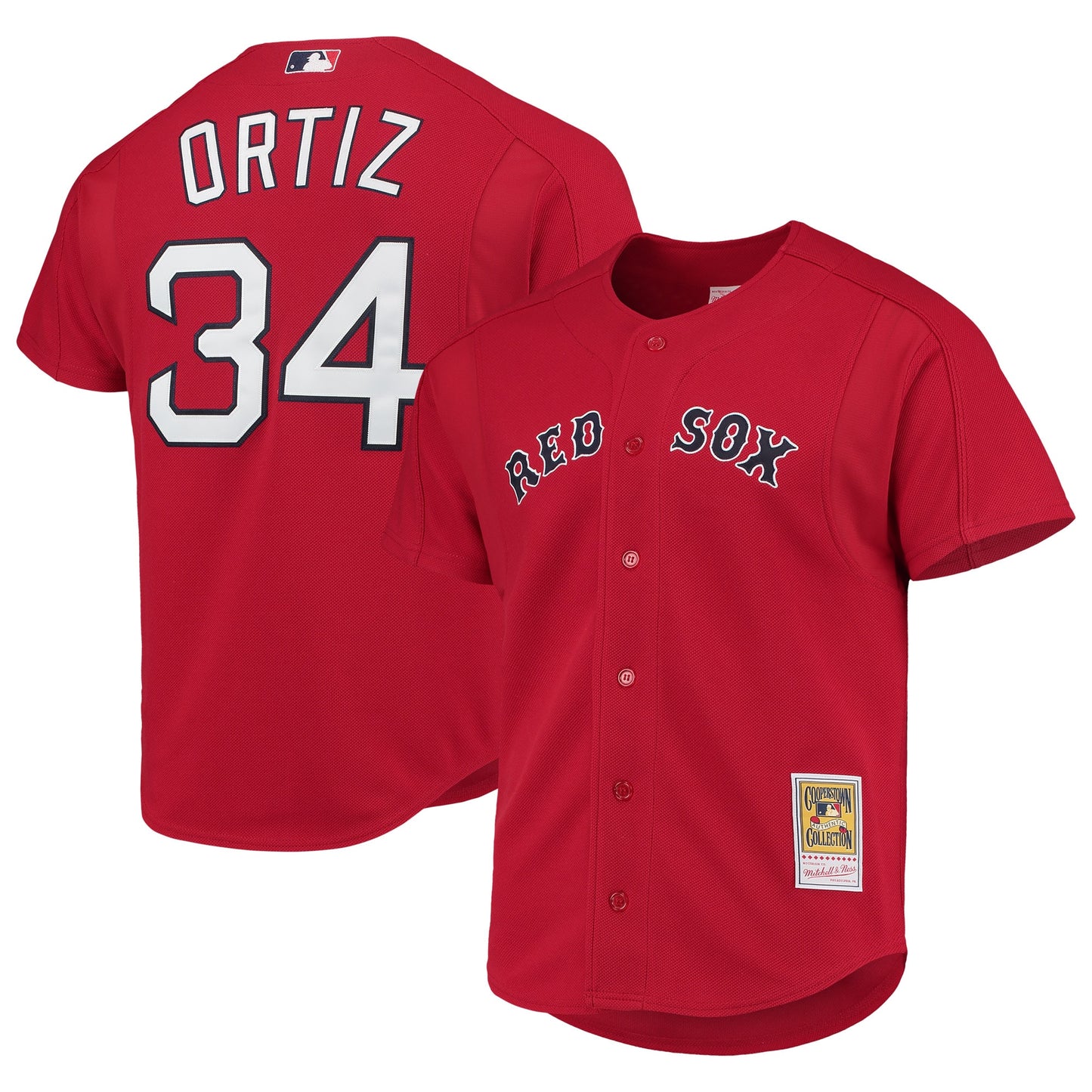 David Ortiz Boston Red Sox M & N Cooperstown Collection Mesh Batting Practice Button-Up Jersey - Red | Stitched Baseball Jersey TJS1323