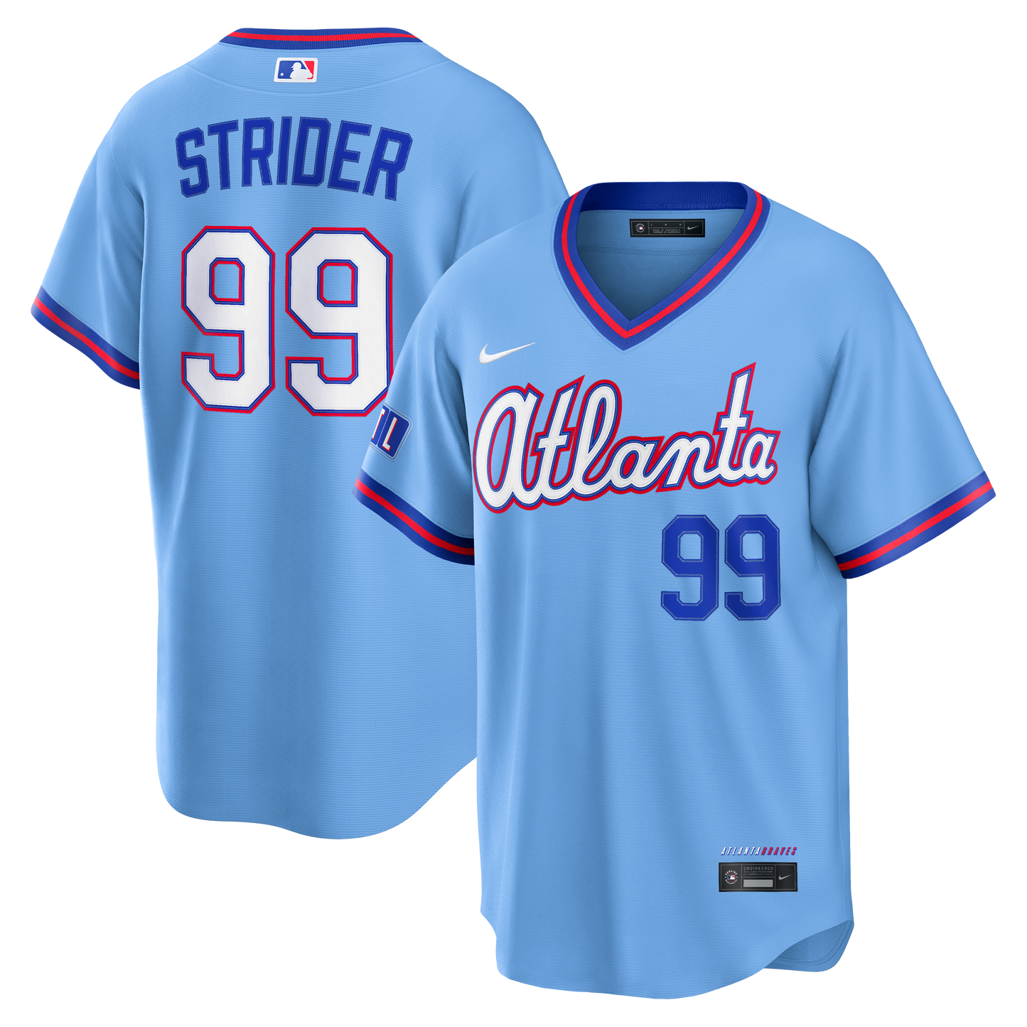 Spencer Strider Atlanta Braves 2026 City Connect Stadium Jersey - Powder Blue | Stitched Baseball Jersey TJS1669