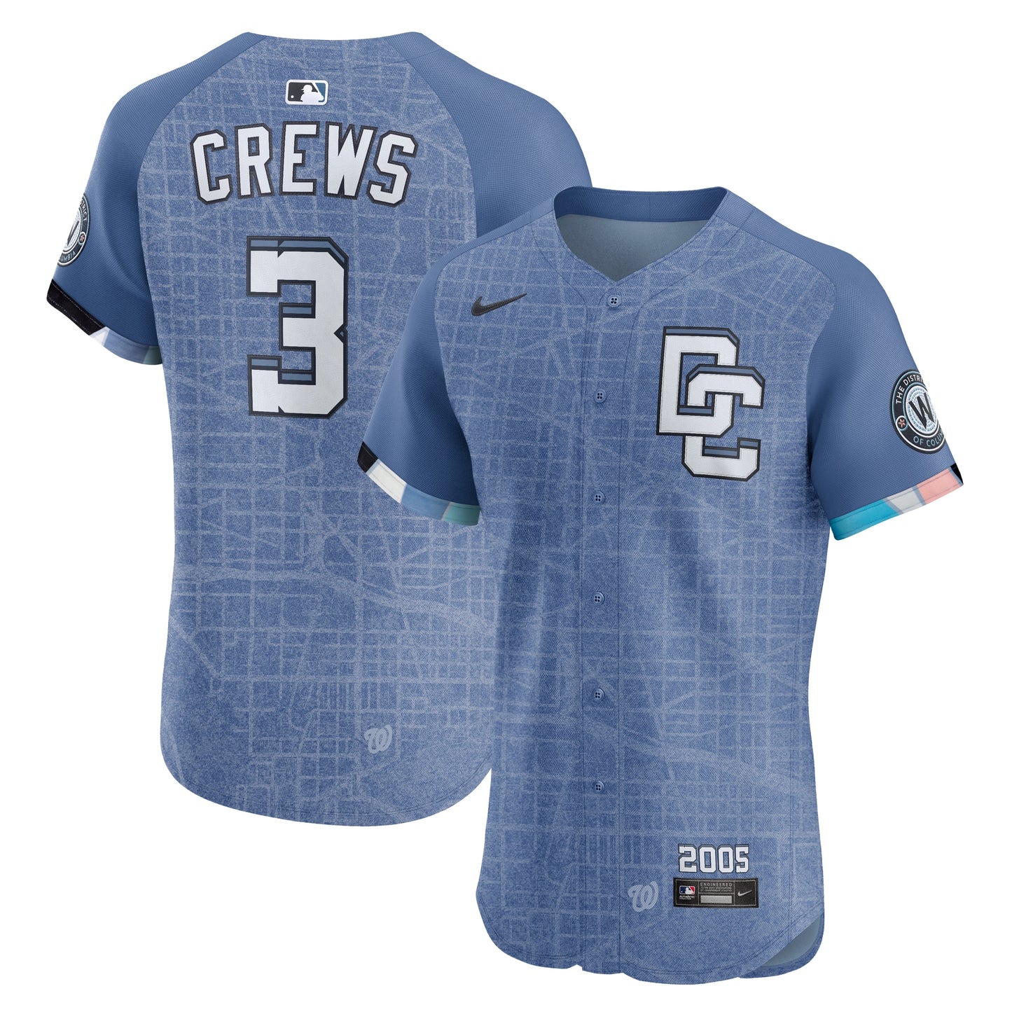 Dylan Crews Washington Nationals 2025 City Connect Elite Player Jersey - Blue | Stitched Baseball Jersey TJS1646