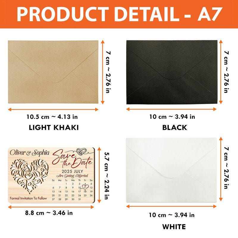 Custom Rustic Wooden Wedding Invitations with Free Envelopes, Personalized Wedding Date Calendar Keepsake, Special In...