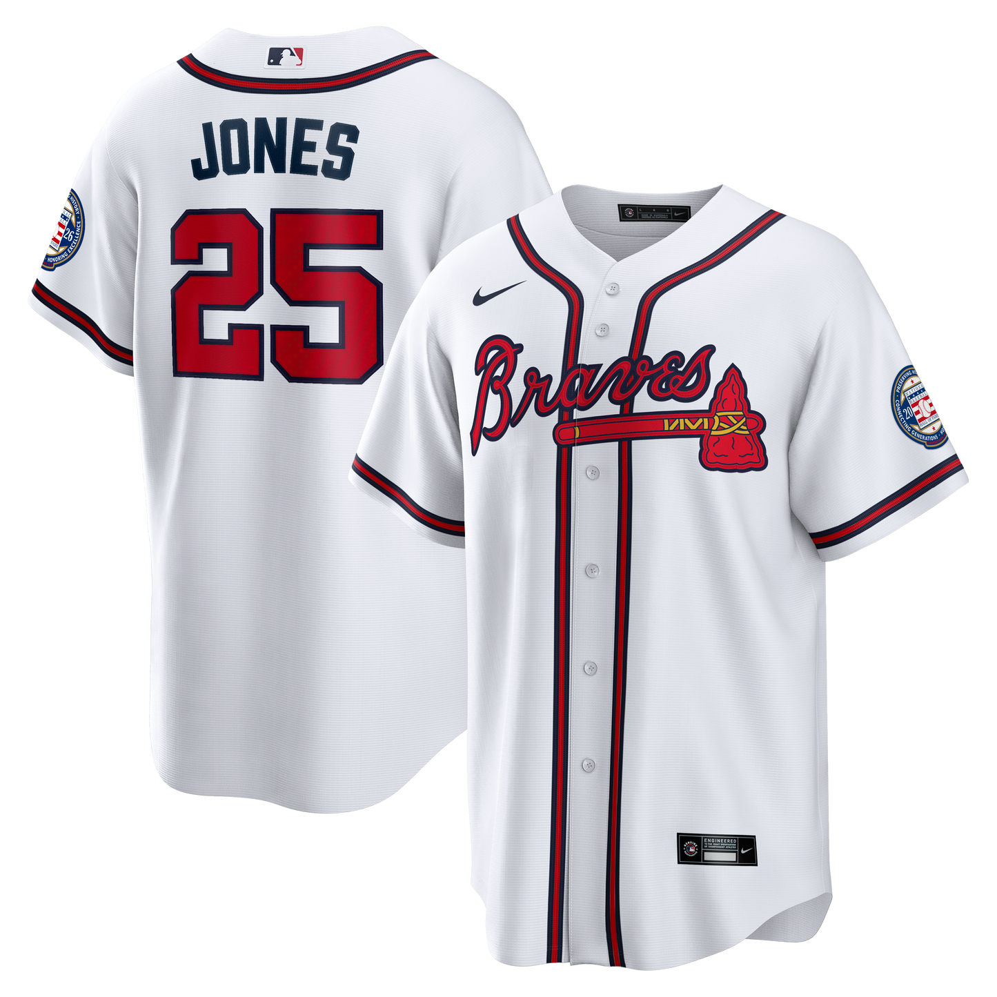 Andruw Jones Atlanta Braves Home Replica 2026 Hall of Fame Patch Jersey - White | Stitched Baseball Jersey TJS0025