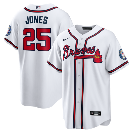 Andruw Jones Atlanta Braves Home Replica 2026 Hall of Fame Patch Jersey - White | Stitched Baseball Jersey TJS0025