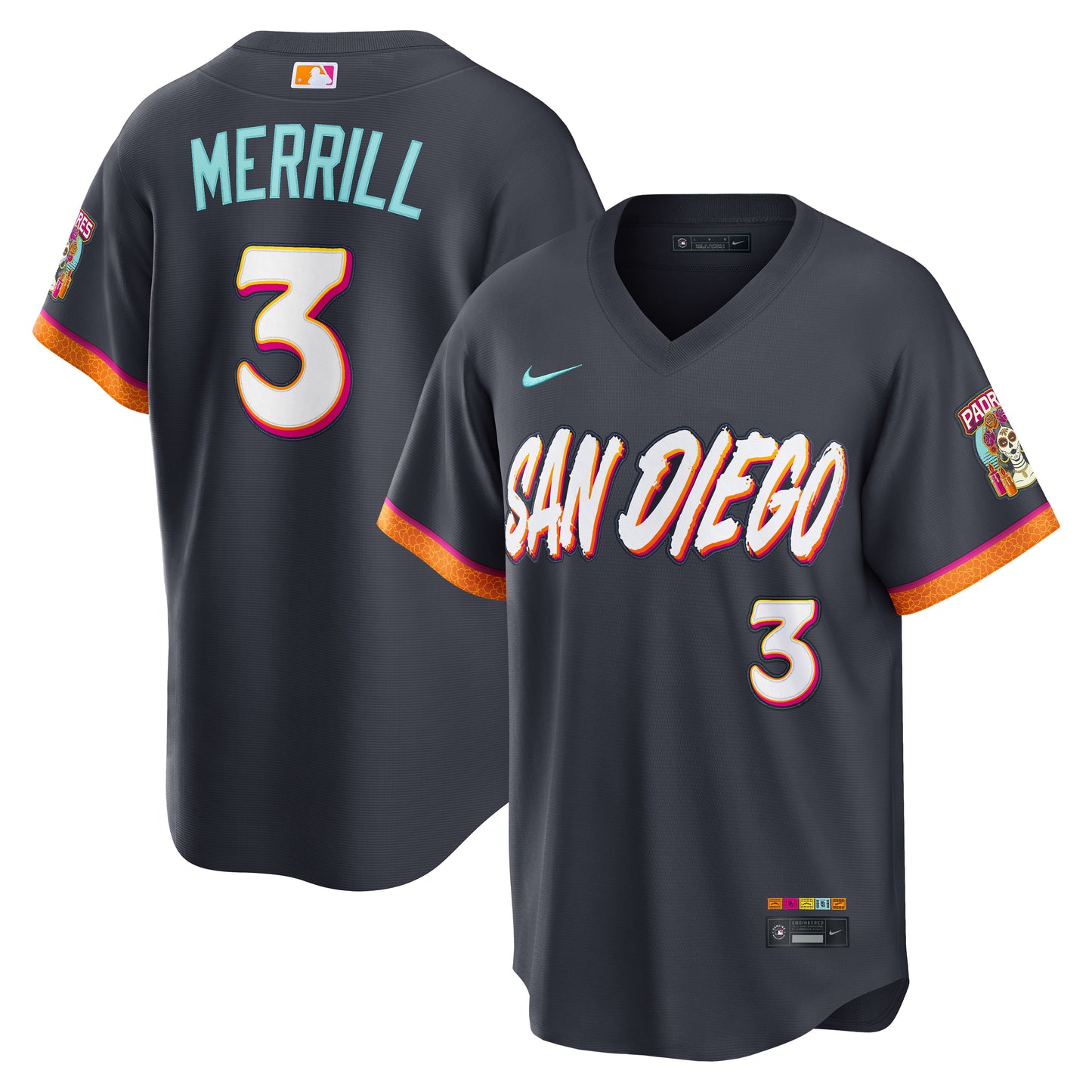 Jackson Merrill San Diego Padres 2026 City Connect Stadium Jersey - Obsidian | Stitched Baseball Jersey TJS0057