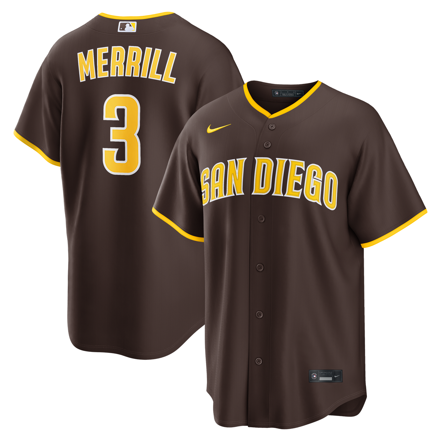 Jackson Merrill San Diego Padres Road Replica Jersey - Brown | Stitched Baseball Jersey TJS0115