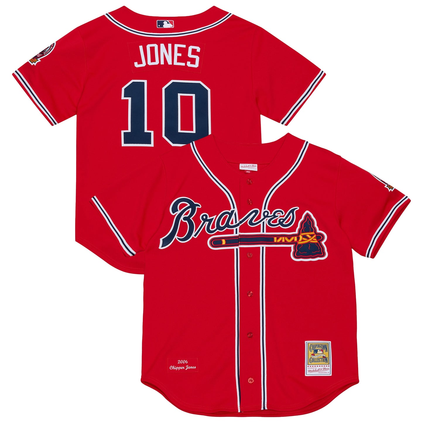 Chipper Jones Atlanta Braves M & N 2006 Cooperstown Collection Jersey - Red | Stitched Baseball Jersey TJS0189