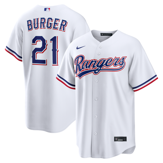 Jake Burger Texas Rangers Home Replica Jersey - White | Stitched Baseball Jersey TJS0240