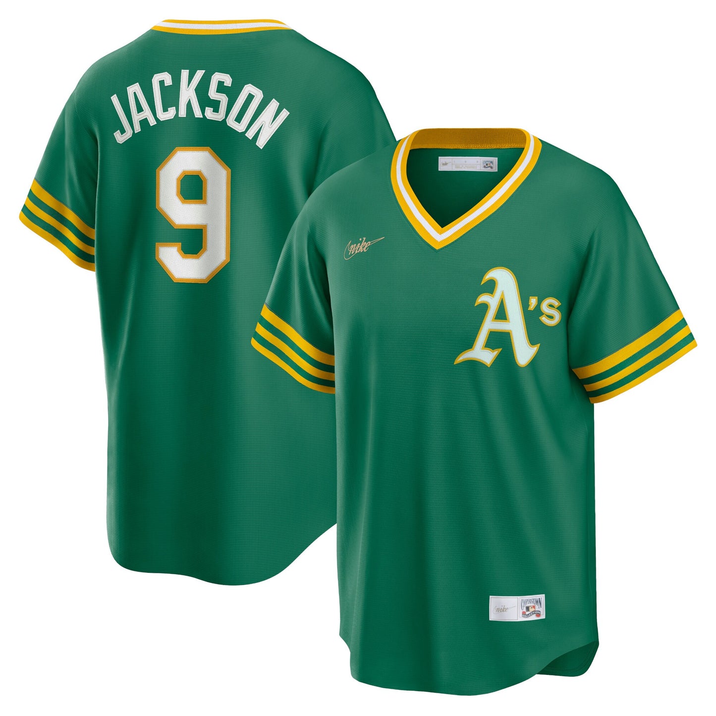 Reggie Jackson Athletics Road Cooperstown Collection Player Jersey - Kelly Green | Stitched Baseball Jersey TJS0194