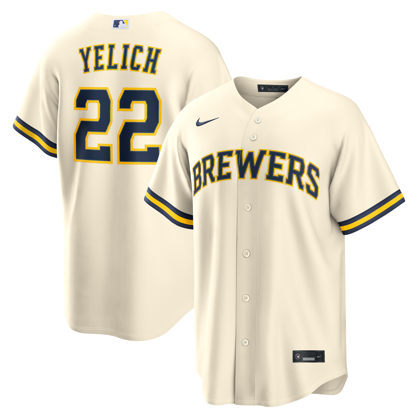 Christian Yelich Milwaukee Brewers Home Replica Jersey - Cream | Stitched Baseball Jersey TJS0394