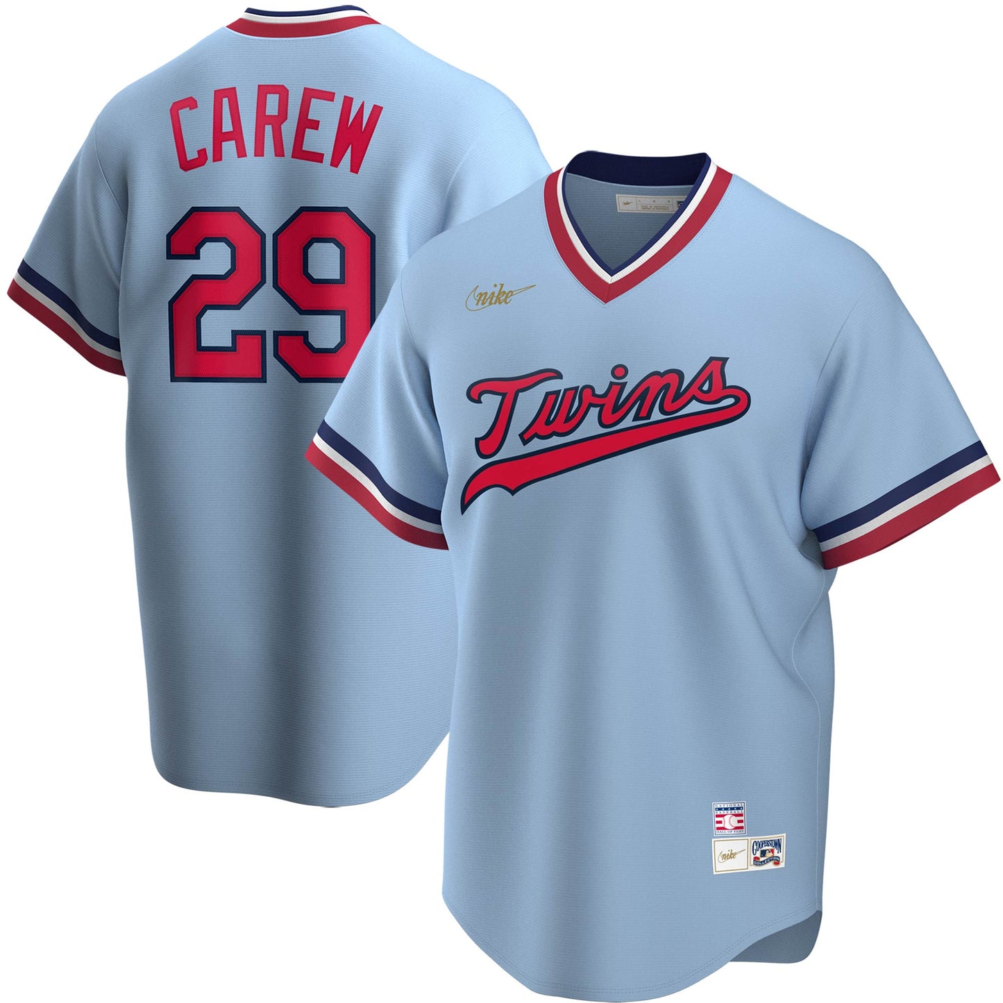 Rod Carew Minnesota Twins Road Cooperstown Collection Player Jersey - Light Blue | Stitched Baseball Jersey TJS0373