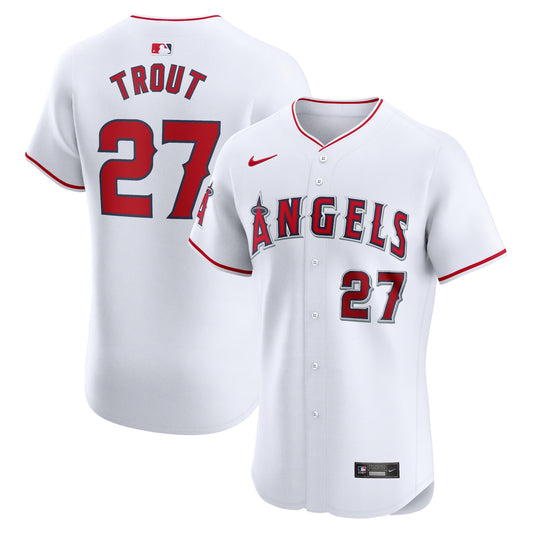 Mike Trout Los Angeles Angels Home Elite Player Jersey - White | Stitched Baseball Jersey TJS0376