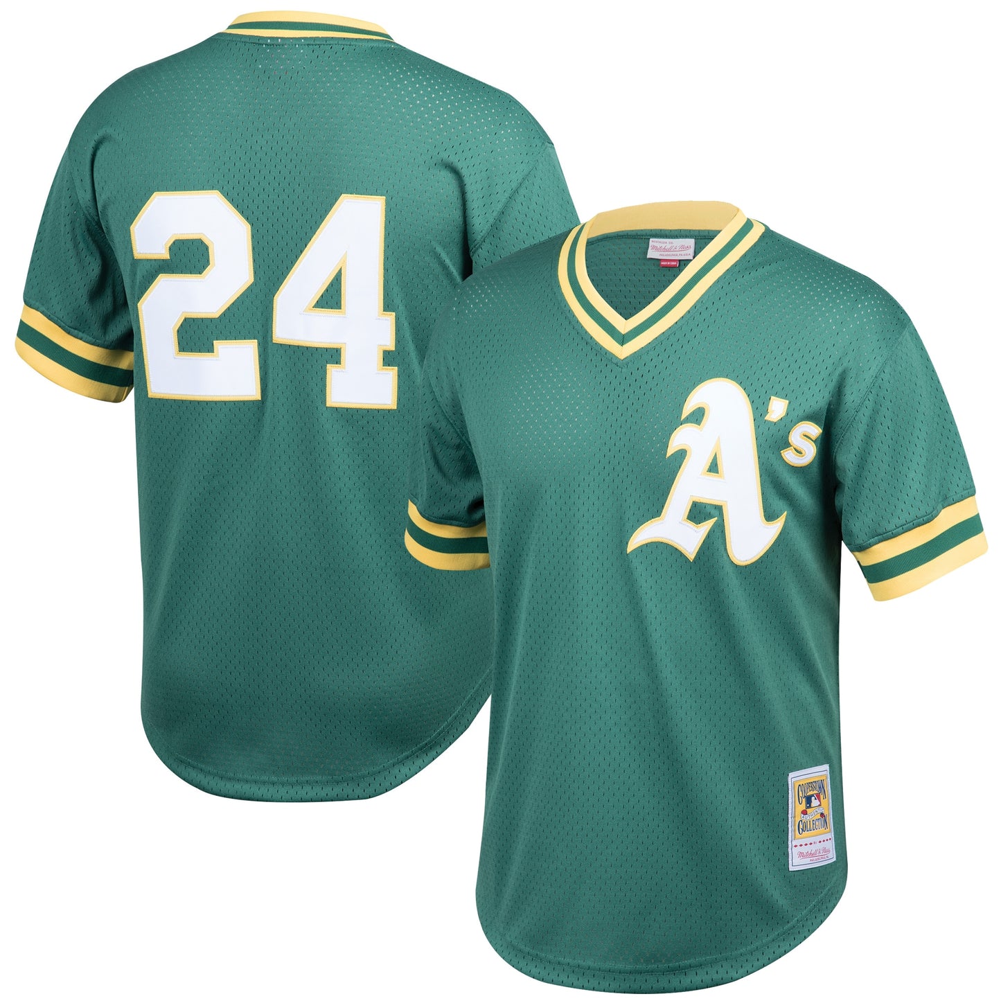 Rickey Henderson Athletics M & N Cooperstown Collection Big & Tall Mesh Batting Practice Jersey - Green | Stitched Baseball Jersey TJS0328