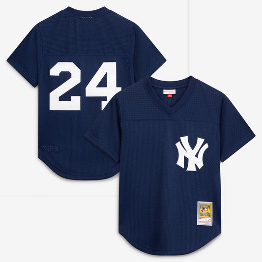 Rickey Henderson New York Yankees M & N Cooperstown Collection Mesh Batting Practice Button-Up Jersey - Navy | Stitched Baseball Jersey TJS0370