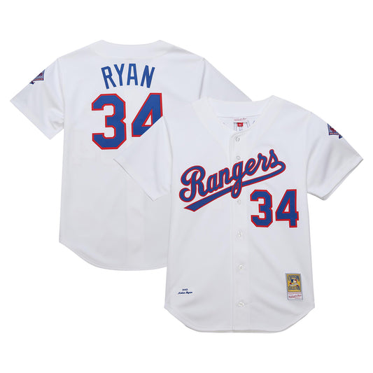 Nolan Ryan Texas Rangers M & N 1993 Cooperstown Collection Jersey - White | Stitched Baseball Jersey TJS0440