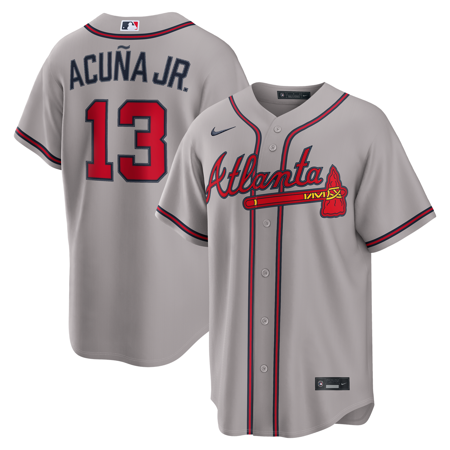 Ronald Acu�a Jr. Atlanta Braves Road Replica Jersey - Gray | Stitched Baseball Jersey TJS0533