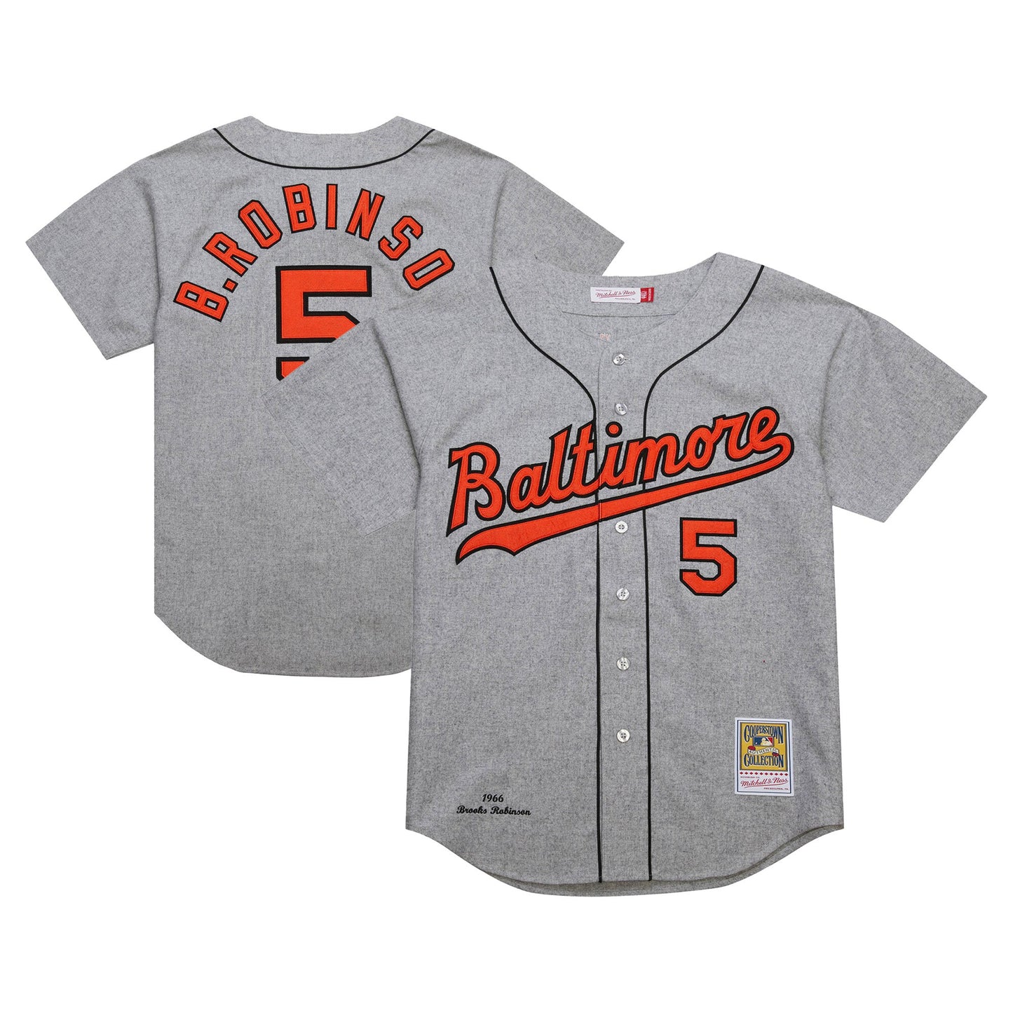 Brooks Robinson Baltimore Orioles M & N Cooperstown Collection 1966 Jersey - Gray | Stitched Baseball Jersey TJS0584