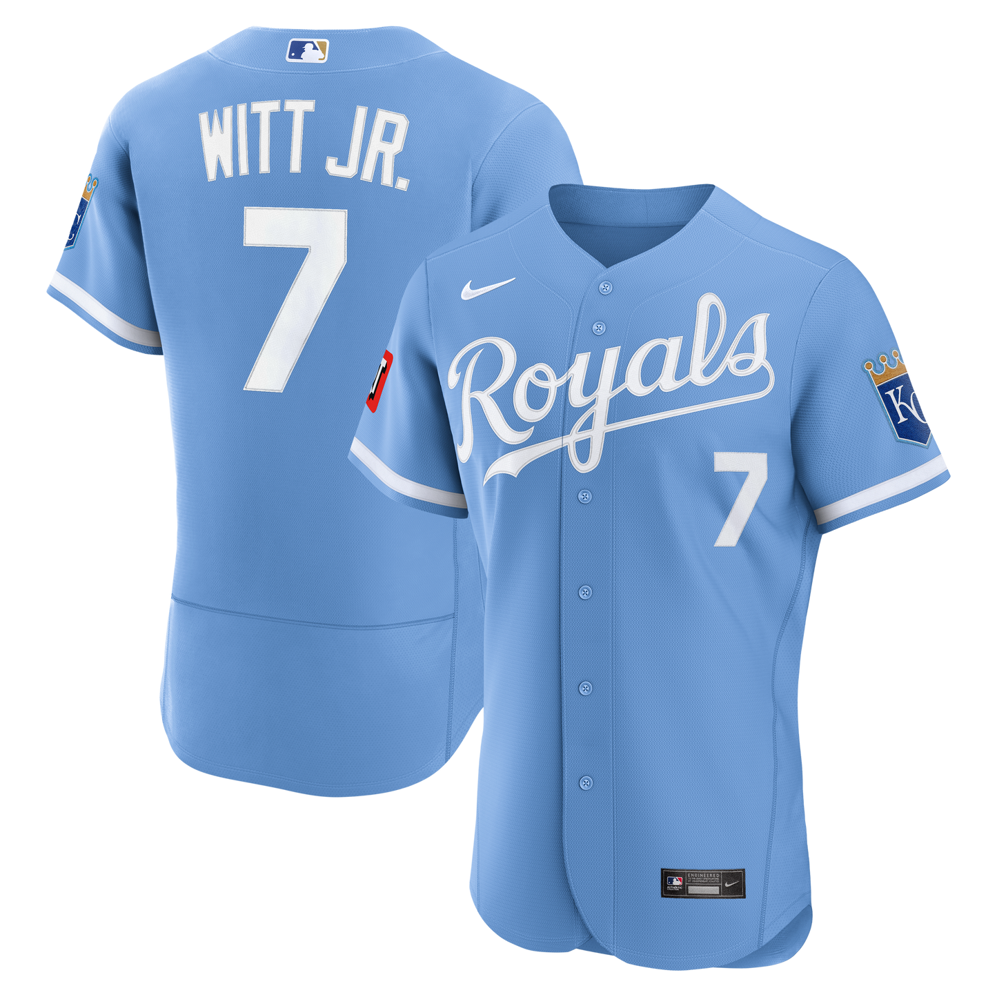 Bobby Witt Jr. Kansas City Royals Alternate Sponsor Patch Jersey - Light Blue | Stitched Baseball Jersey TJS0524