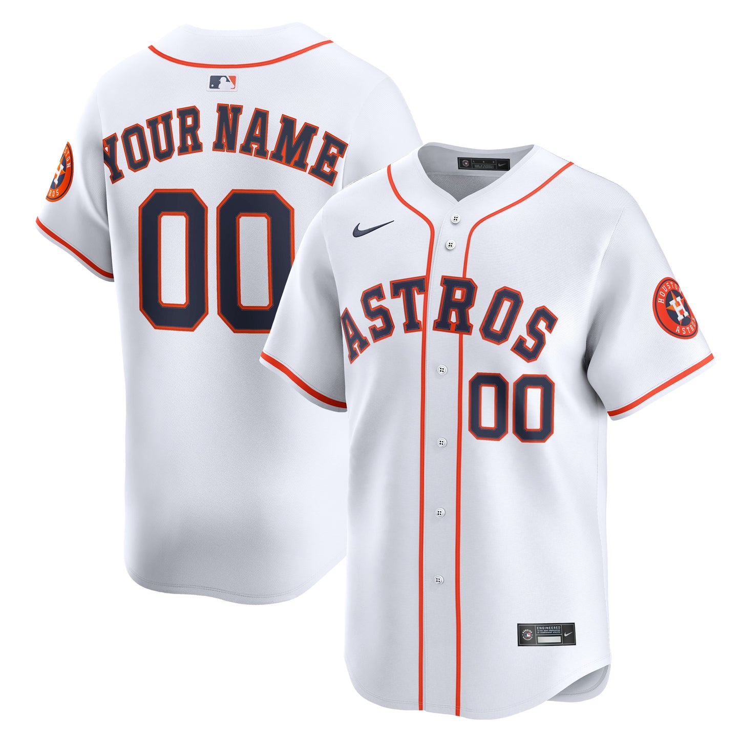 Houston Astros Home Limited Custom Jersey - White | Stitched Baseball Jersey TJS0735