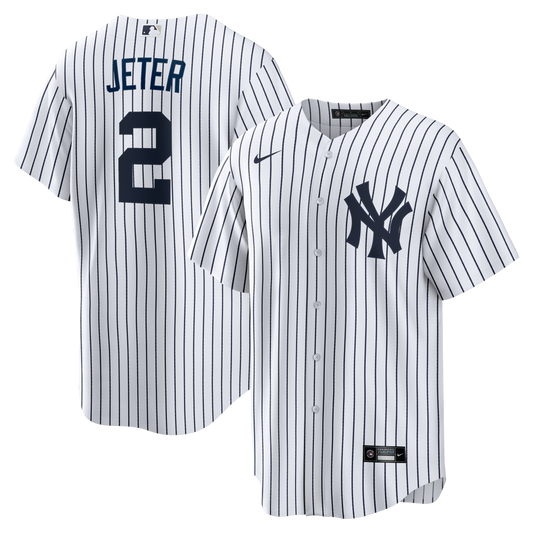 Derek Jeter New York Yankees Home Retired Player Replica Jersey - White | Stitched Baseball Jersey TJS0606