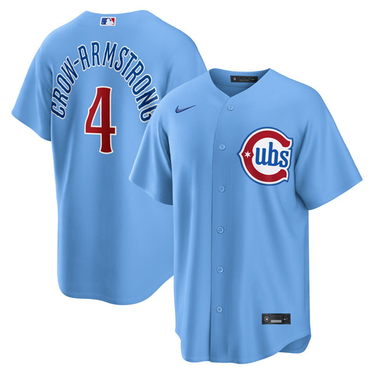 Pete Crow-Armstrong Chicago Cubs Alternate Replica Jersey - Light Blue | Stitched Baseball Jersey TJS0651