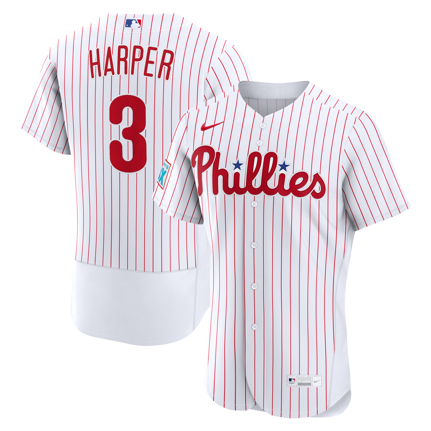 Bryce Harper Philadelphia Phillies Home Sponsor Patch Jersey - White | Stitched Baseball Jersey TJS0632