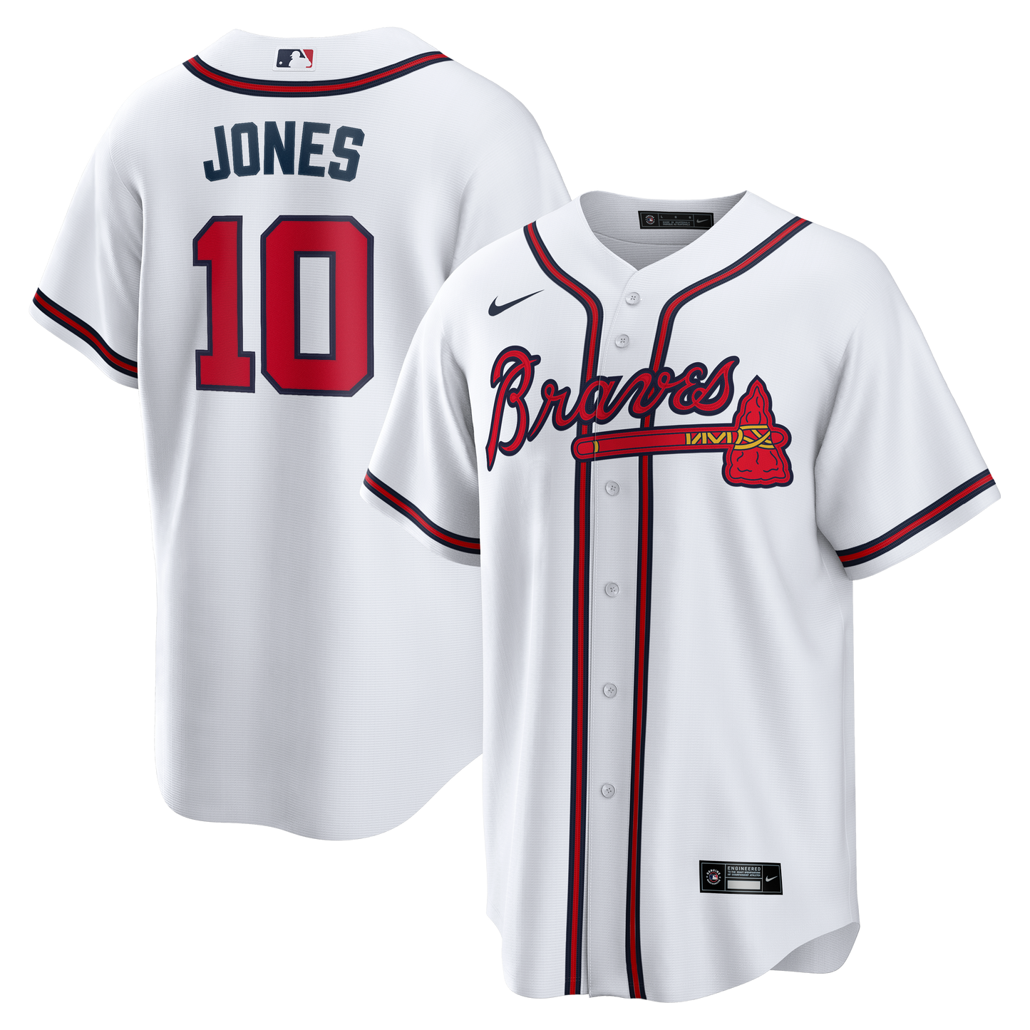 Chipper Jones Atlanta Braves Home Retired Player Replica Jersey - White | Stitched Baseball Jersey TJS0969