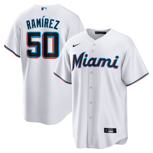 Agust�n Ram�rez Miami Marlins Home Replica Jersey - White | Stitched Baseball Jersey TJS0608