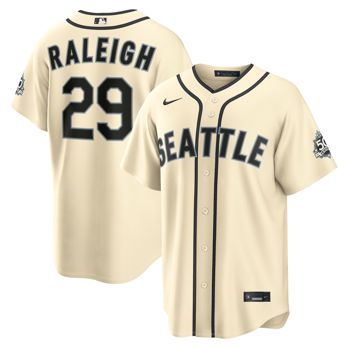 Cal Raleigh Seattle Mariners Alternate Stadium Jersey - Cream | Stitched Baseball Jersey TJS1025