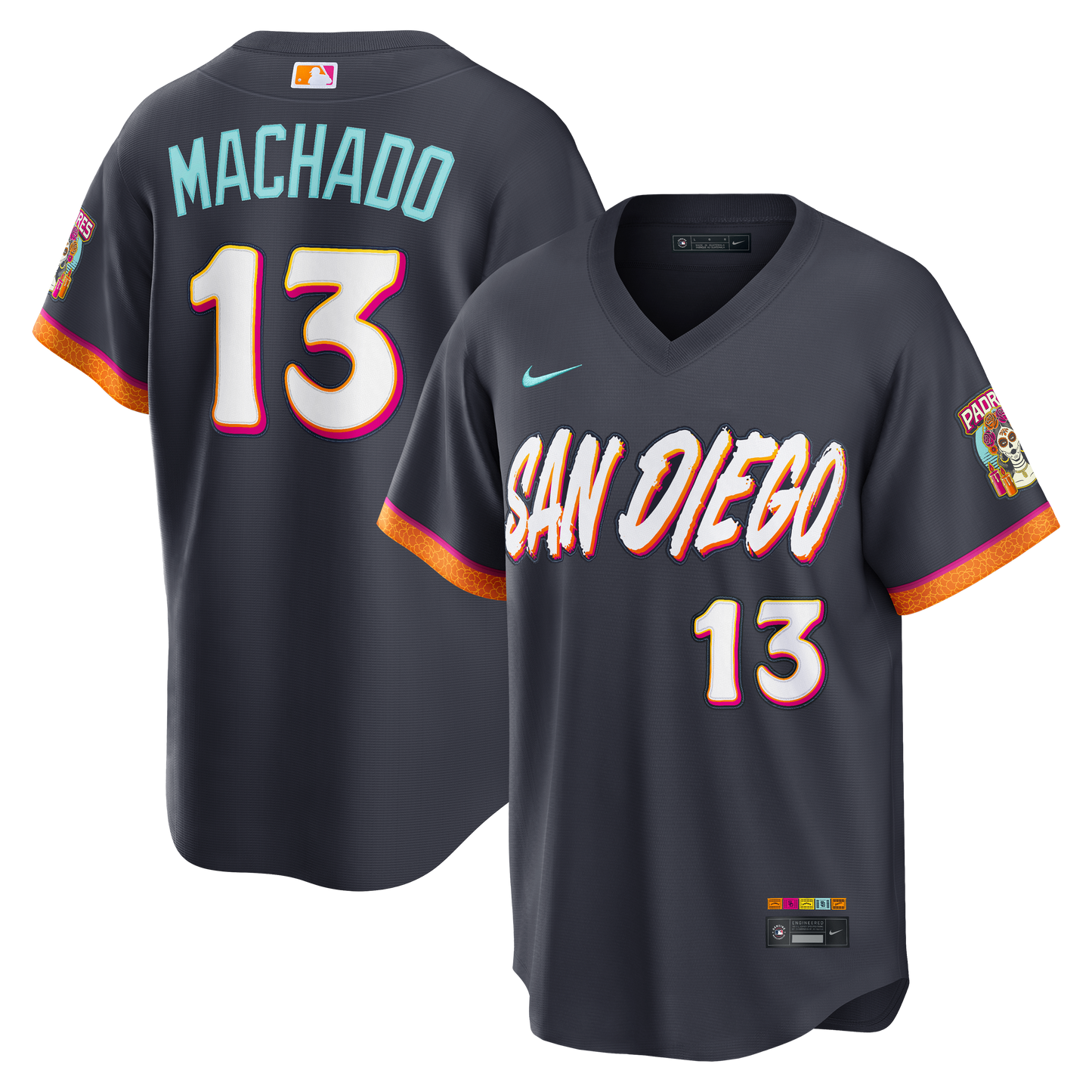 Manny Machado San Diego Padres 2026 City Connect Stadium Jersey - Obsidian | Stitched Baseball Jersey TJS1062