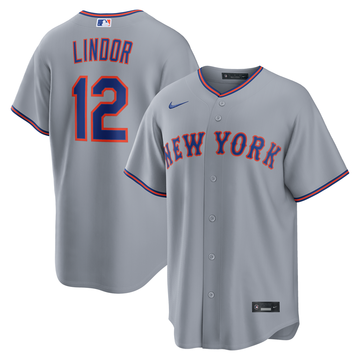 Francisco Lindor New York Mets Road Replica Jersey - Gray | Stitched Baseball Jersey TJS1068
