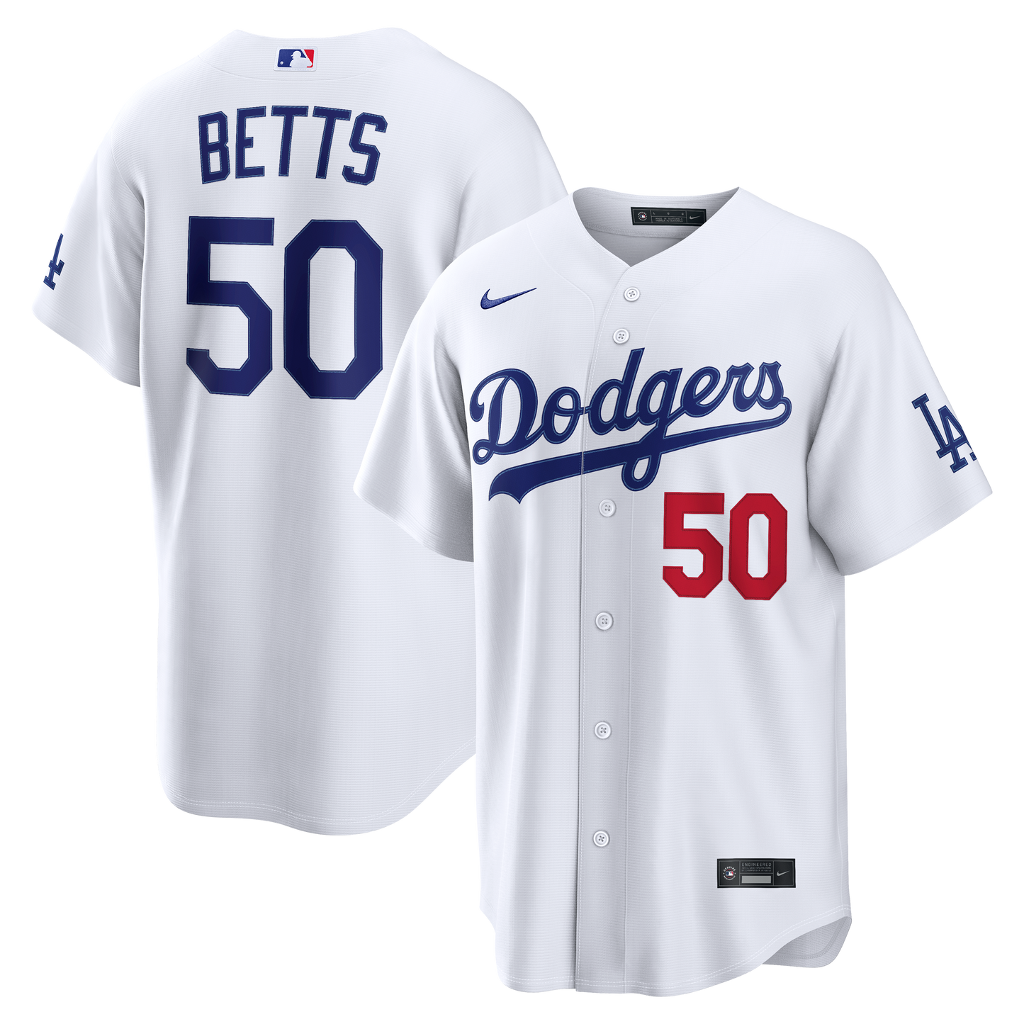 Mookie Betts Los Angeles Dodgers Home Stadium Jersey - White | Stitched Baseball Jersey TJS1161