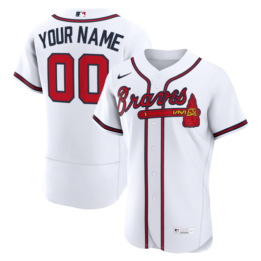 Atlanta Braves Home Custom Jersey - White | Stitched Baseball Jersey TJS1294